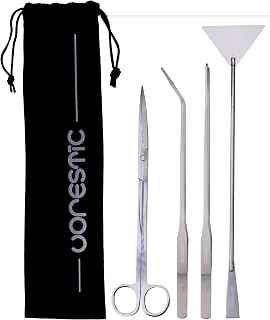 4Pcs Aquascaping Tools, Terrarium Tools, Aquarium Tools Set with Stainless Steel Aquarium Tweezers, Aquarium Scissors and Spatula - Aquascape Tools Set for Trimming, Maintenance