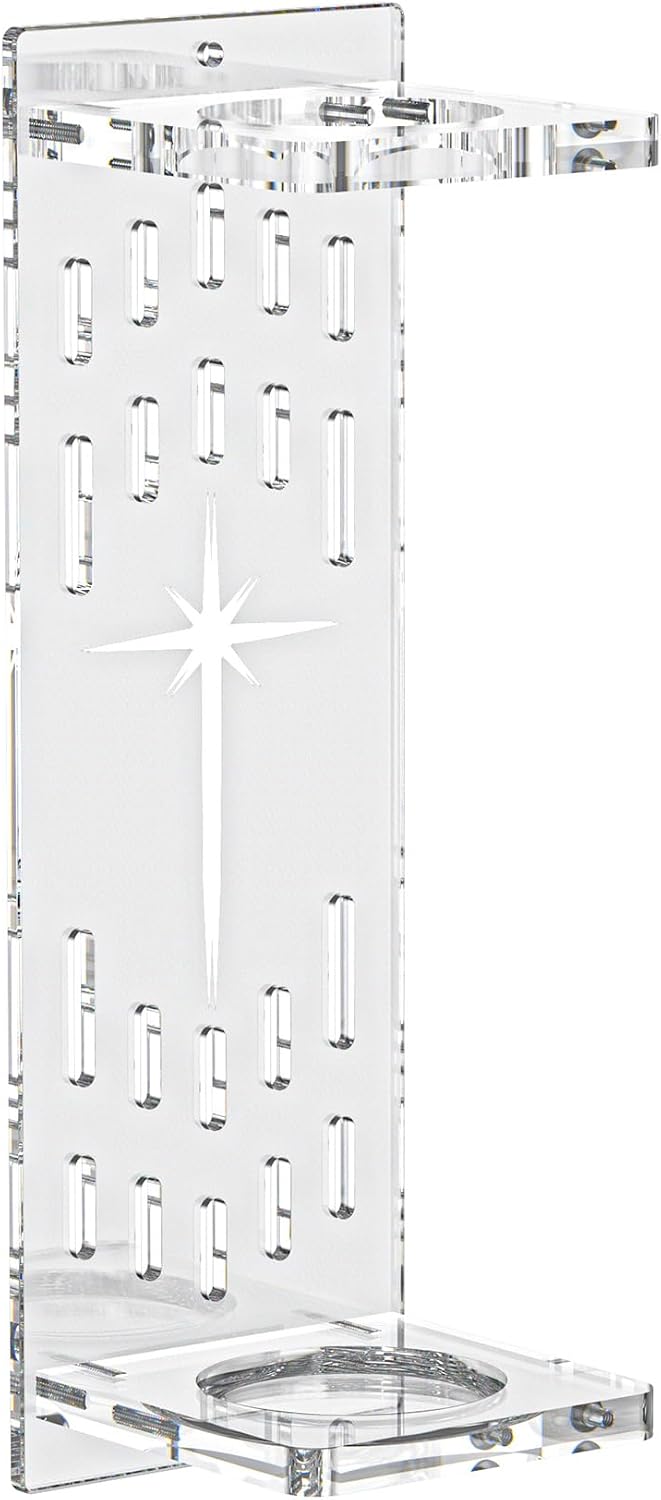 Light Saber Wall Mount Holder, Acrylic Saber Sword Stand Display, Vertical Wall Mounted Light Saber Display Rack Compatible with Most Hilts, Clear Base