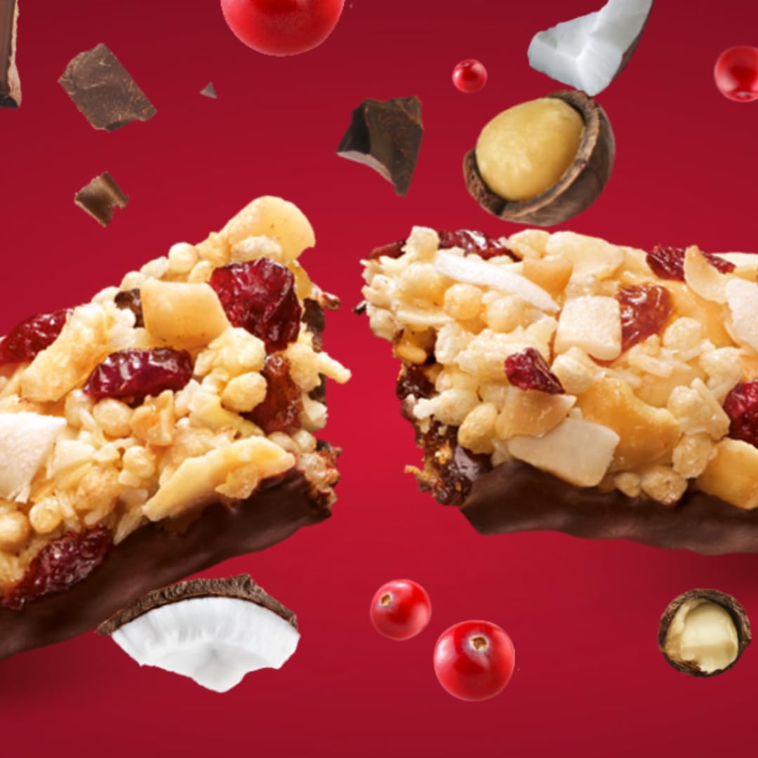 EAT NATURAL - Barres sans gluten - Cranberries, amandes, noix de coco et chocolat noir - 12 barres de 40g