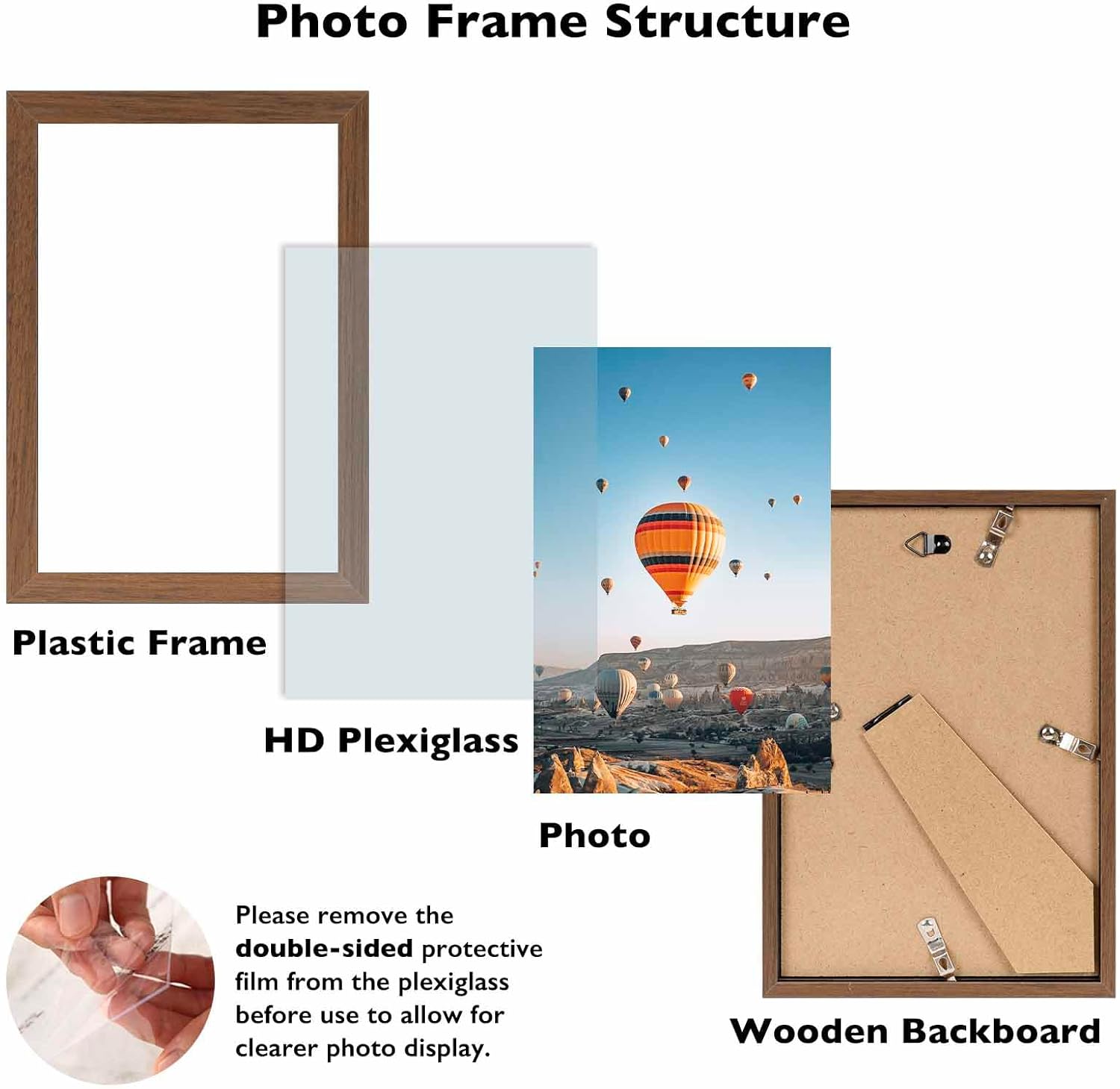 6x8 picture frame brown for wall hanging or tabletop, wall mounting horizontally or vertically, 6 x 8 wall gallery poster photo frame with shatter resistant plexiglass, brown brown 6x8 inch