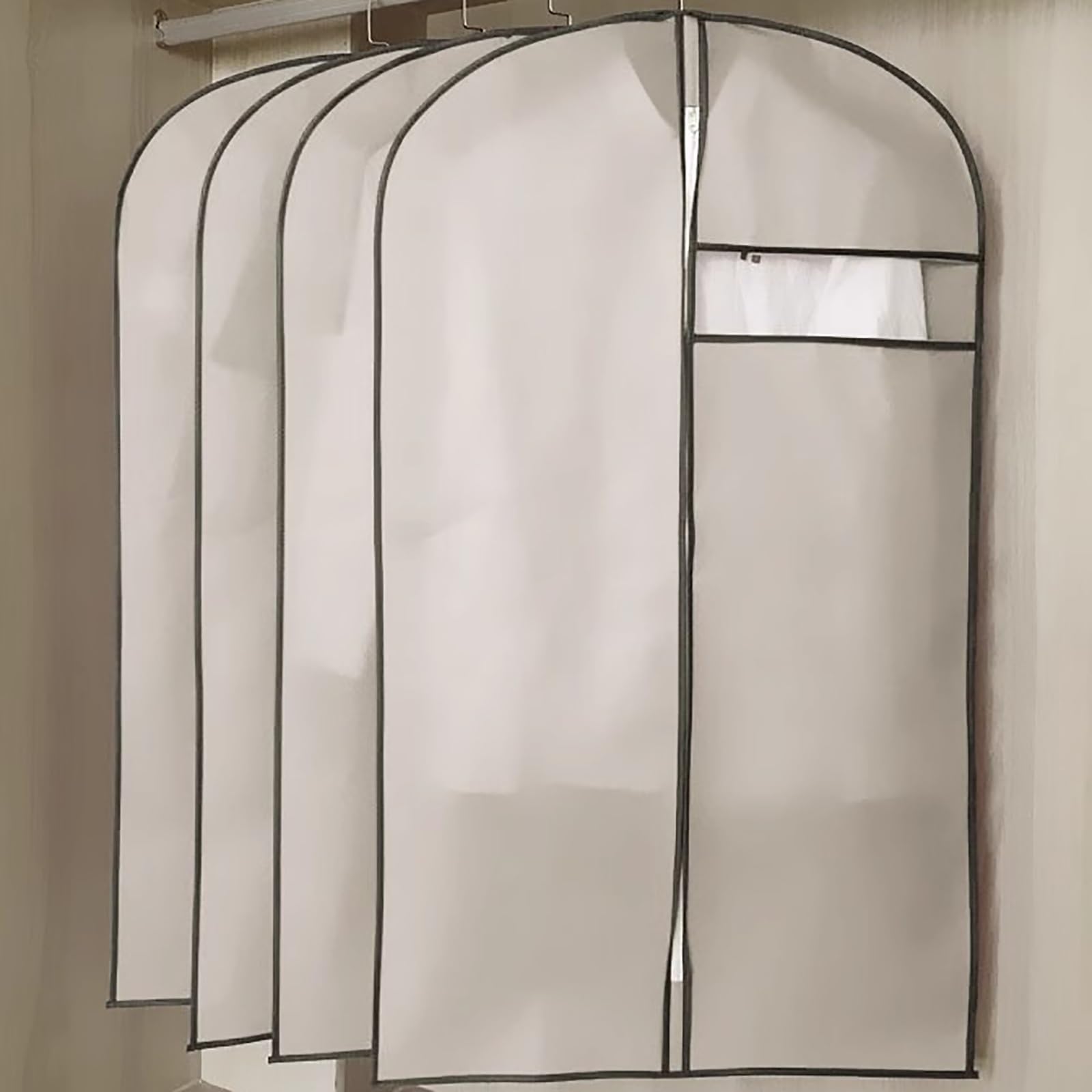 vfdaSWQQ Coat hanger cover, Hanging Clothes Travel Bag, Garment with Zipper, Non-Woven with Transparent Window(Beige,60 * 90cm/24 * 35in)