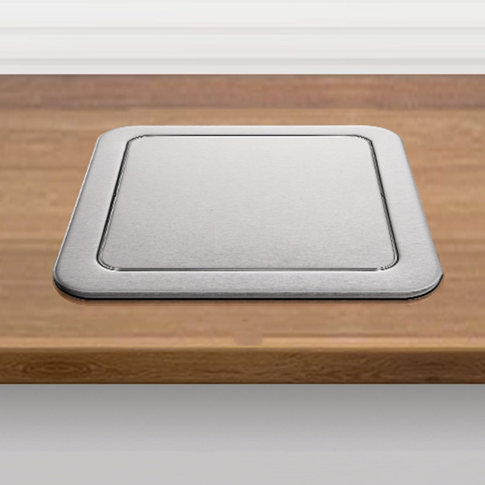 IUokLU Stainless Steel Trash Chute Lid,Swing Flap Cover for Built-in Waste Disposal（Silver Single Lid）