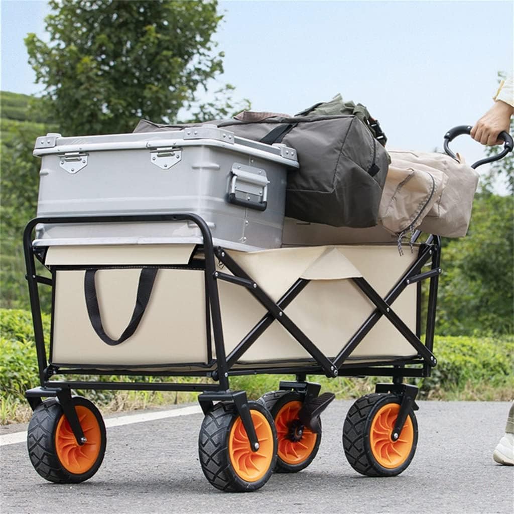 Chariot utilitaire d'extérieur pliable – Chariot portable de 20,3 cm pour le camping, le jardinage, le sport, la plage – Chariot robuste avec capacité de poids de 120 kg