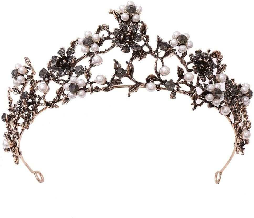 Baroque Black Crystal Rhinestone Tiara for Women - Vintage Wedding Crown, Elegant Queen Diadem, Bridal & Party Hair Accessories