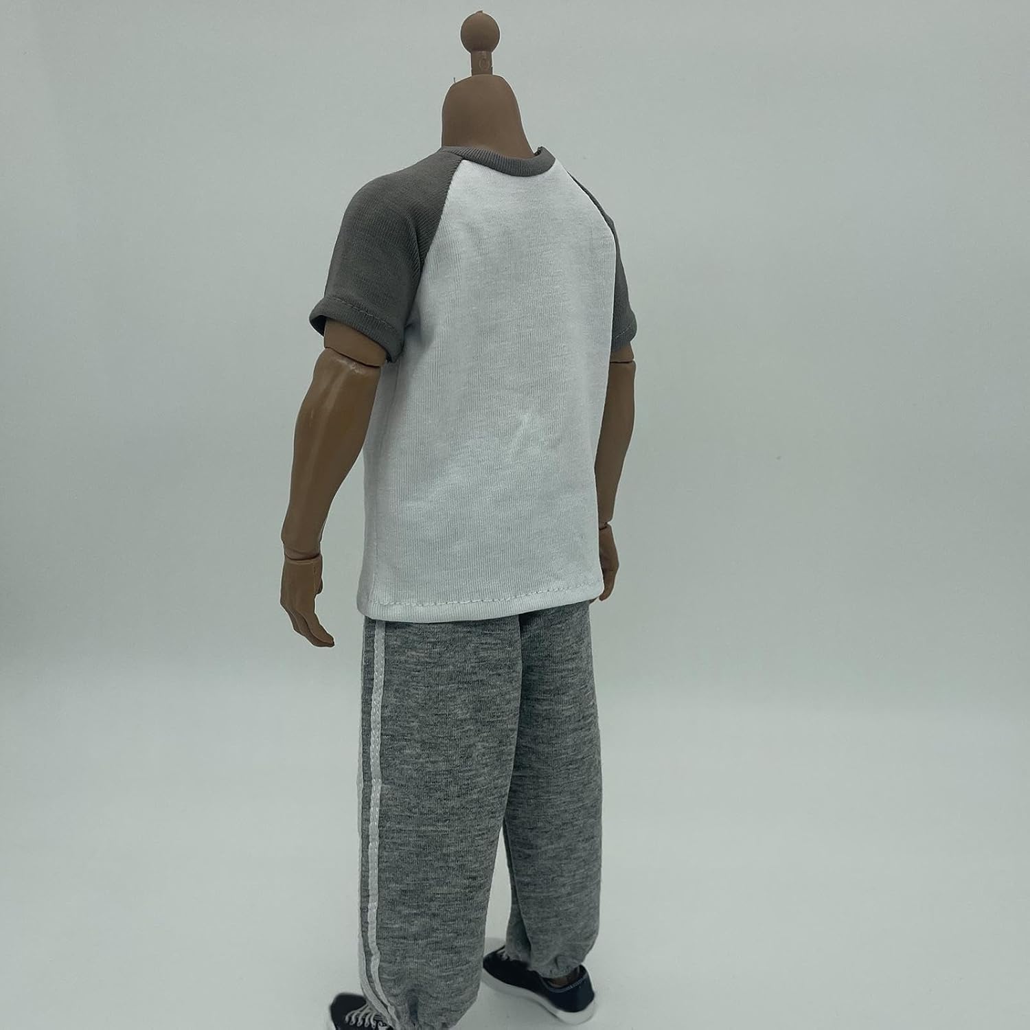 1/6 Men's T-Shirt with Pants Clothes Miniature Handmade Doll Clothes Suit for 12in, Gray