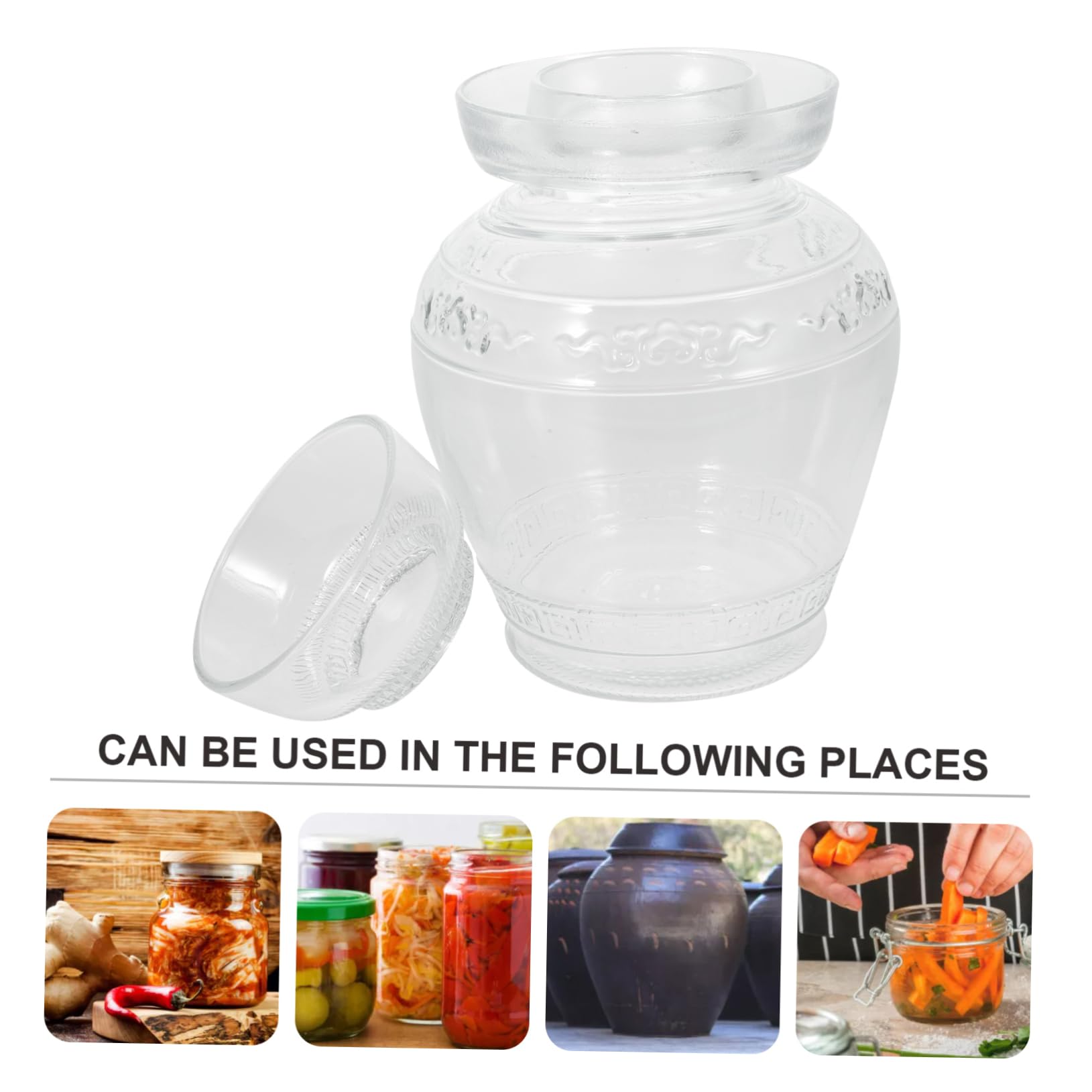 Cabilock Glass Containers Recipientes para Kimchi de Encurtido de con Tapa de Fermentación para Almacenamiento de Alimentos de Alba?il para Ensalada para Botella de Frasco Fermentaciones
