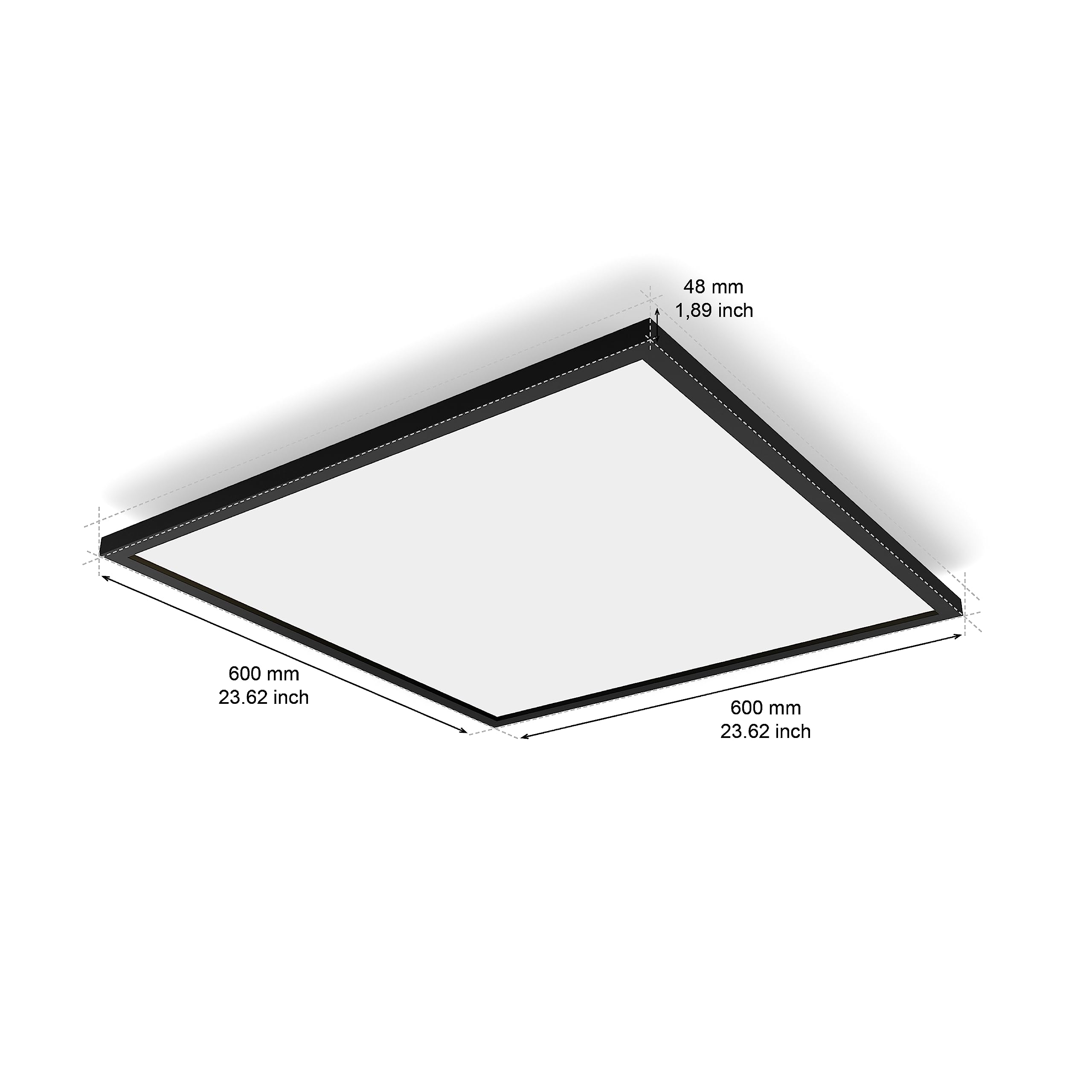 Philips Hue White Ambiance, Pannello Smart Aurelle, luce bianca da calda a fredda, 19W, 60x60cm, nero, Compatibile Bluetooth, Controllo Vocale con Alexa, Google Assistant e Apple Homekit
