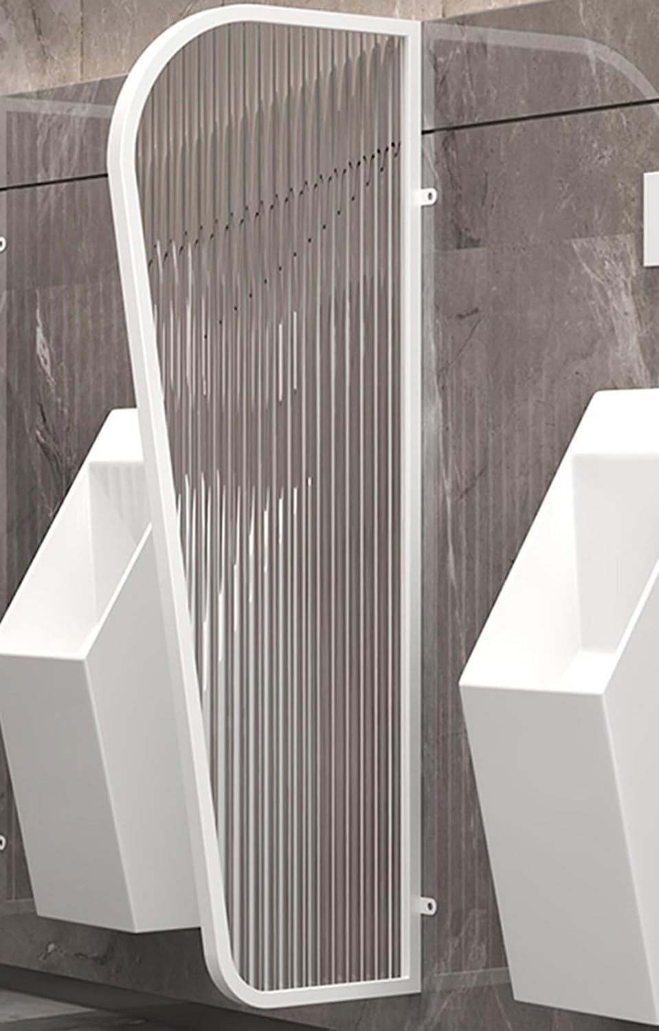 Mampara de vidrio para urinario divisor de privacidad blanco para baños públicos y hoteles