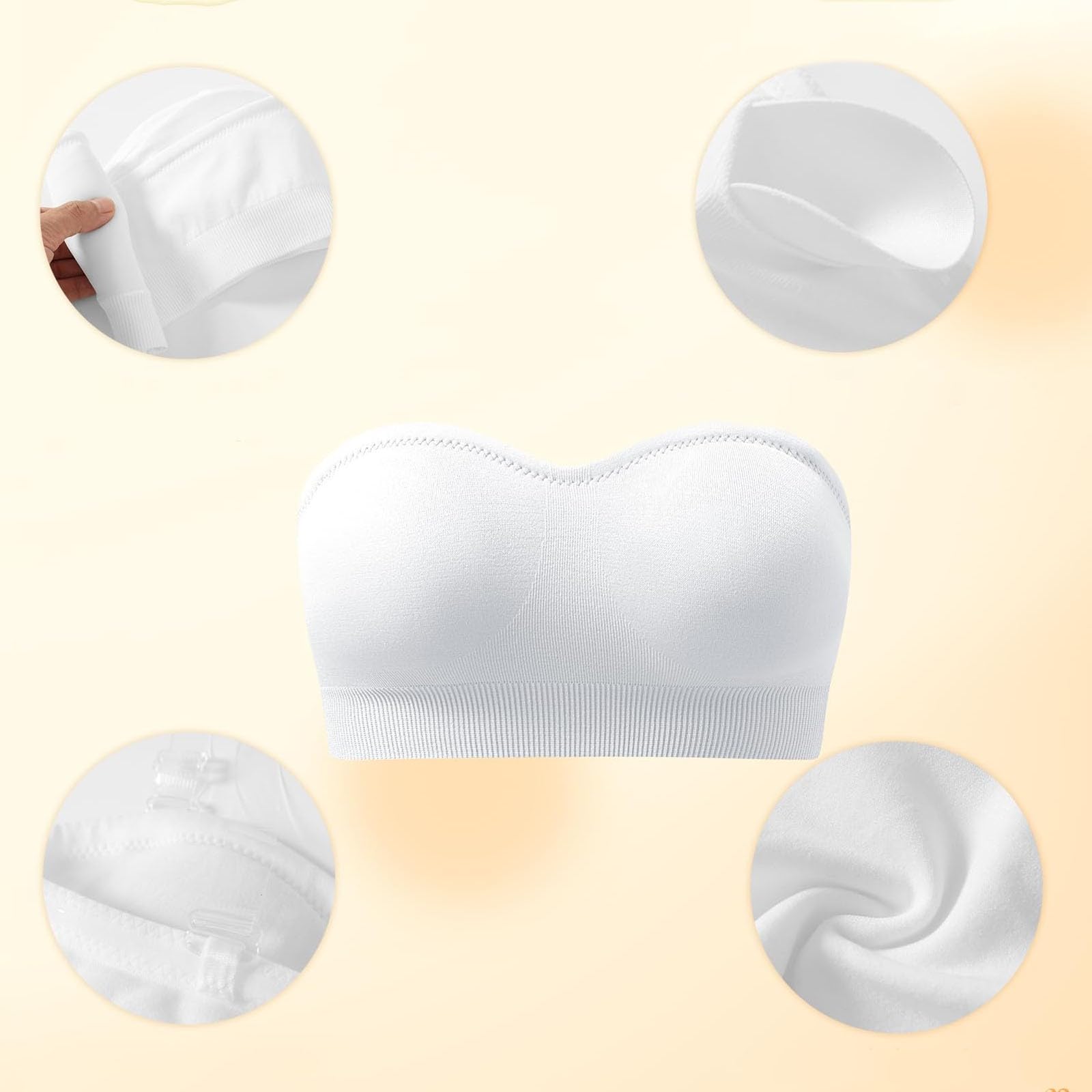 Soutien Gorge sans Bretelles Femme Sexy- Soutien Gorge Bandeau Antidérapant Couleur Unie Confortable Simple Invisibilité Lingerie sans Coutures Chic Et Élégants Décontracté Brassiere Doux Bra