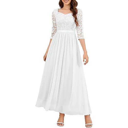 Wedtrend Women's Formal Dress Mother of The Bride Dress 3/4 Sleeve Wedding Guest Dress Maxi Evening Gown