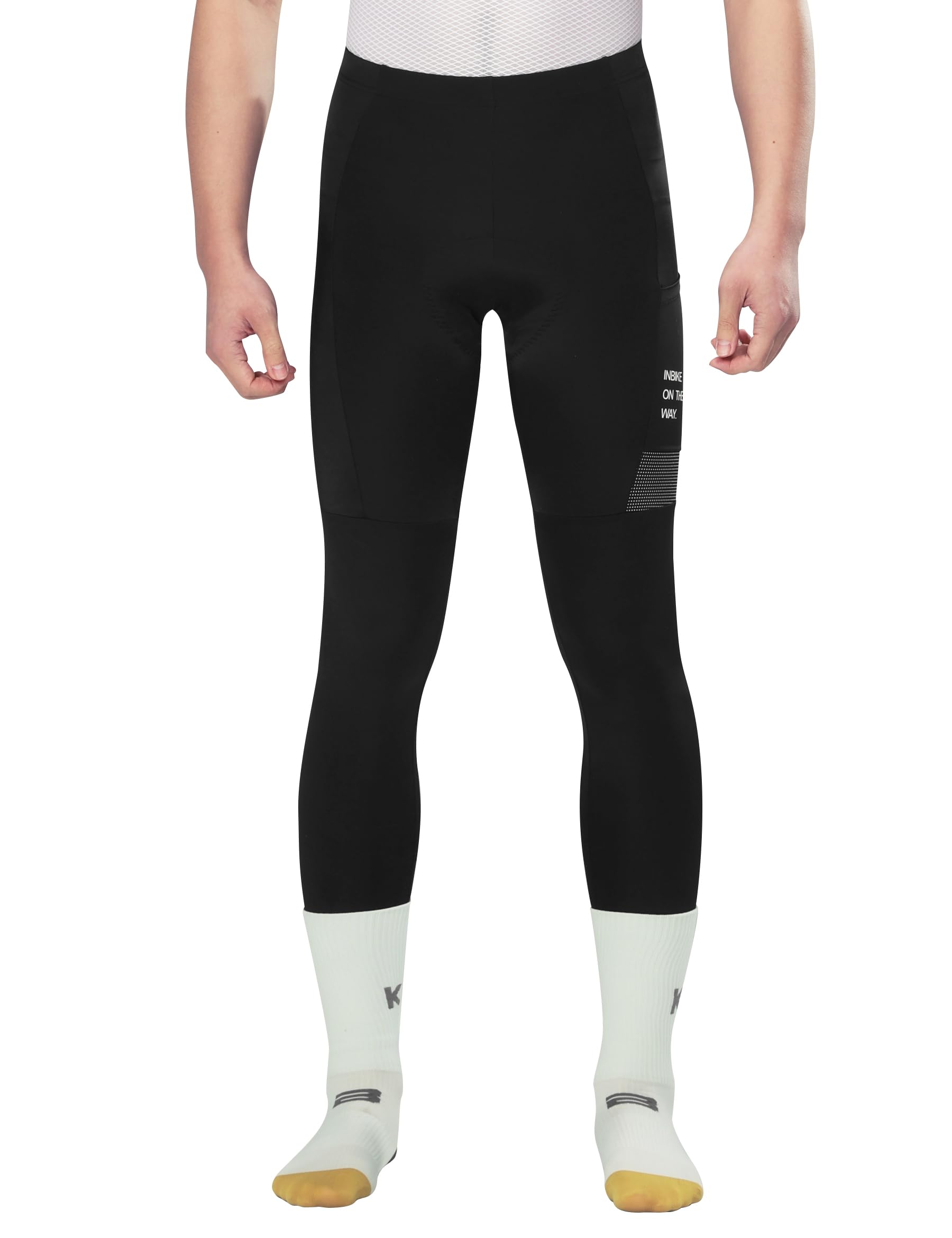 INBIKE Pantalon Cycliste Homme Rembourré Respirant Pantalon Cyclisme à Bretelles avec Poches Leggings de Vélo Collants de Cyclisme Longues VTT