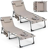 Vista 11 de GYMAX Silla bronceadora, silla de playa de 330 libras con orificio para el brazo facial y correa para el hombro de mano, silla plegable para tomar