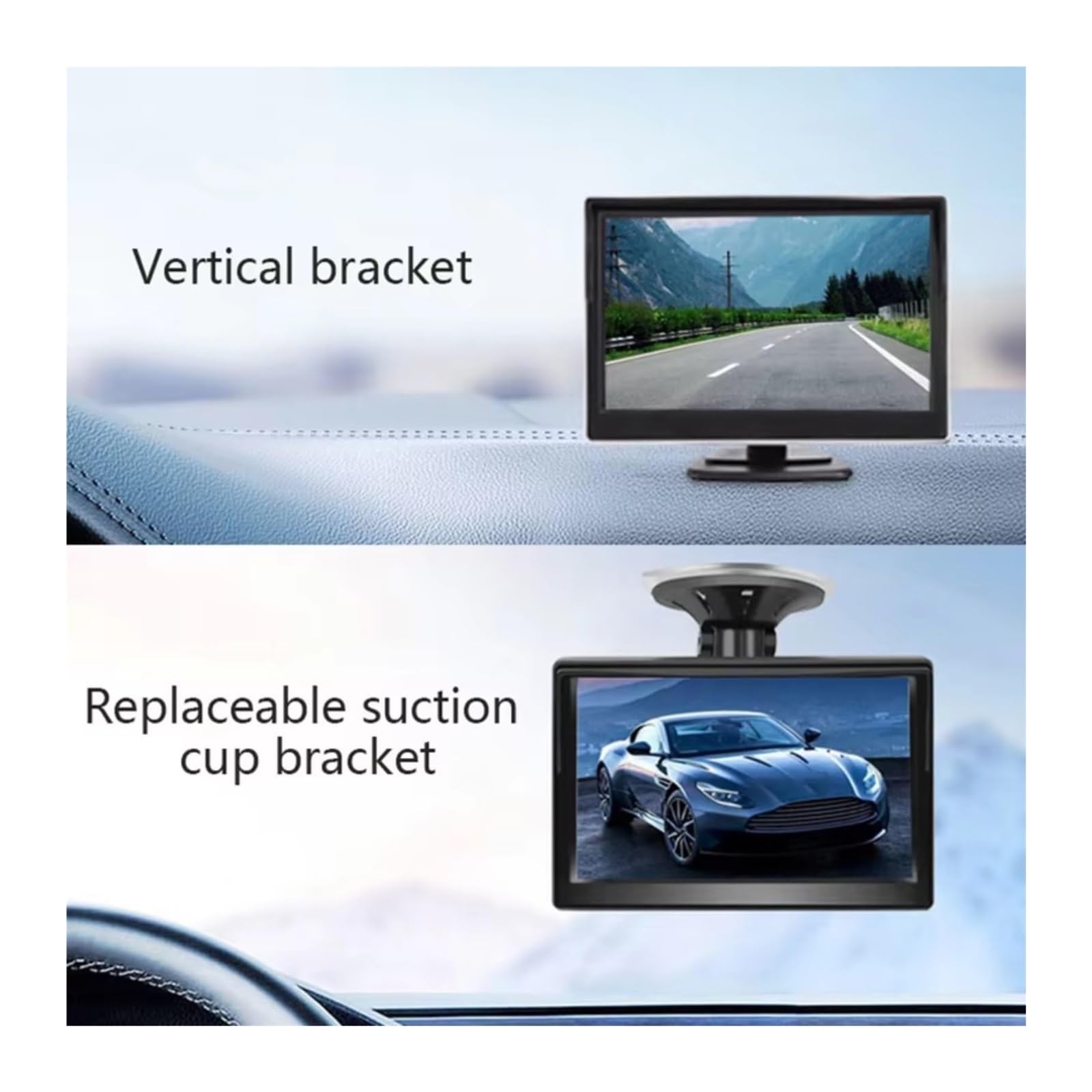 para Transit para Van 2015-2020 Monitor Visión Trasera LCD TFT HD 5 Pulgadas Ventosa Soporte Cámara Freno Cámara de Respaldo