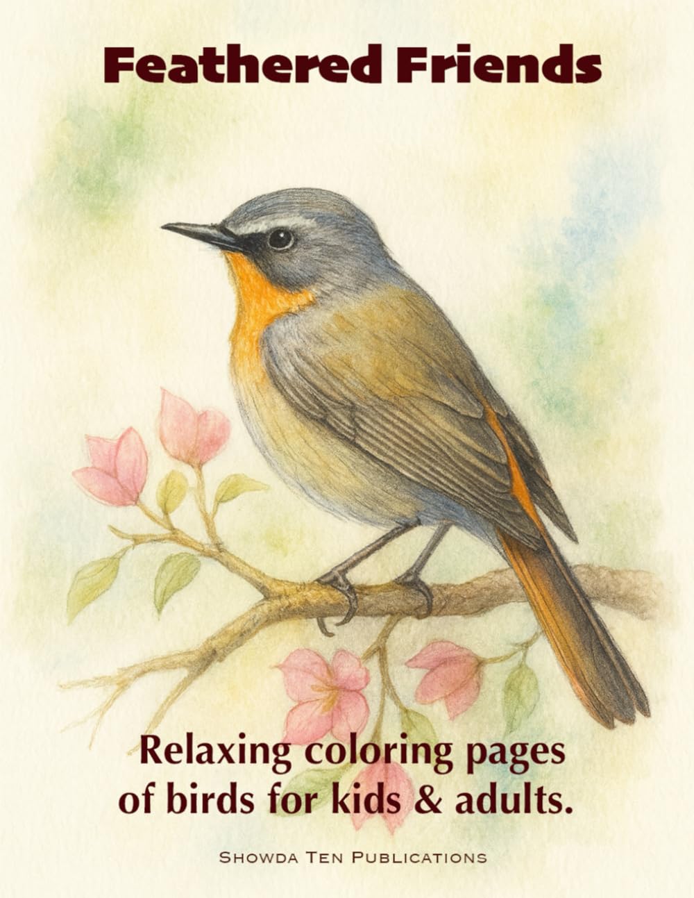 Feathered Friends: Relaxing Coloring Pages of birds for Kids and Adults