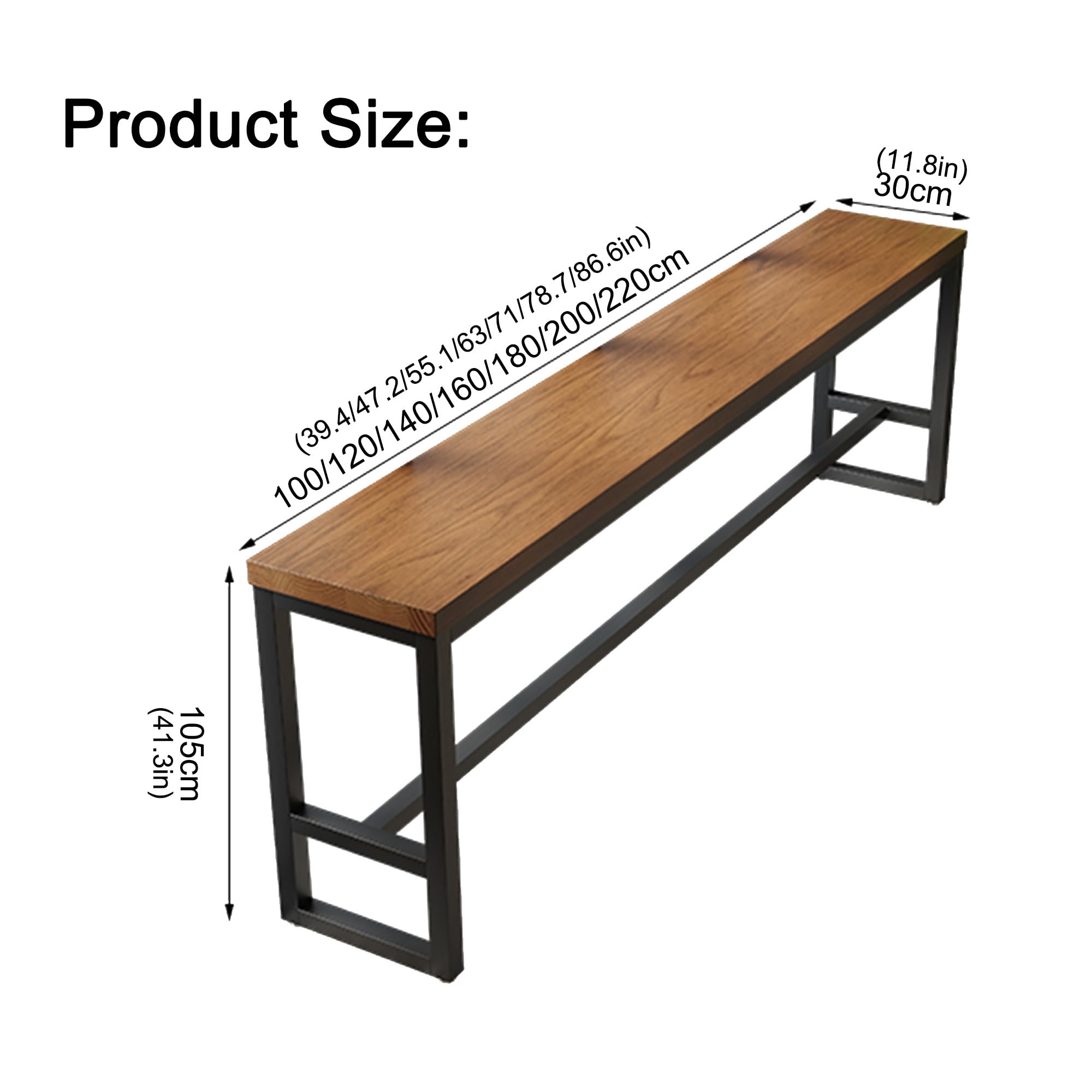 Tavolo da bar stretto con gambe in acciaio, alto 180 cm, tavolo da pub per cucina, sala da pranzo, caffetteria, soggiorno, moderno, nero