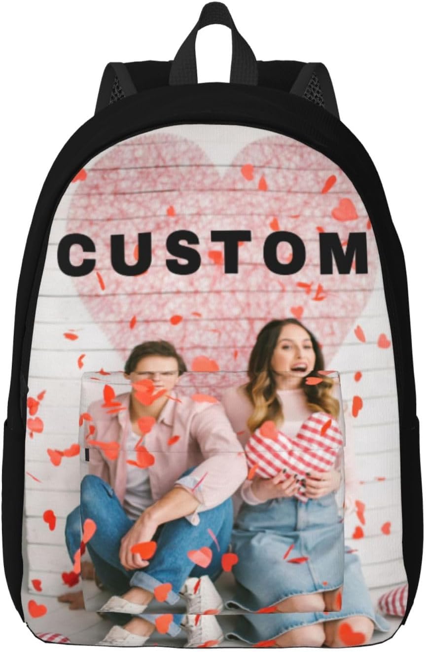 Custom Backpacks With Logo With Your Name Text Logo Photo Personalized Casual Laptop Bag Backpack For Men Women Work Travel Camping Black Bags Custom Gifts