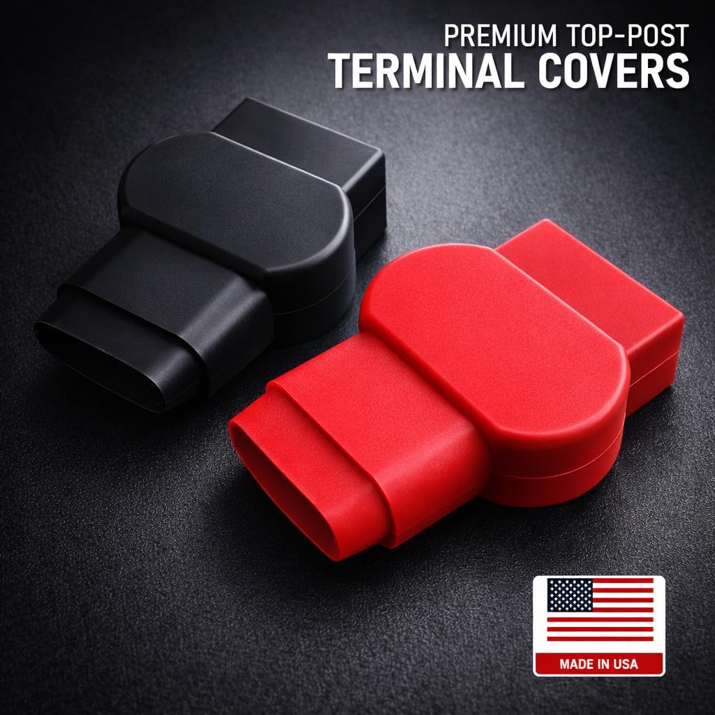 MGI SpeedWare Insulated Military Spec Battery Terminal Covers, Top Post Red and Black Pair (4/0 AWG)