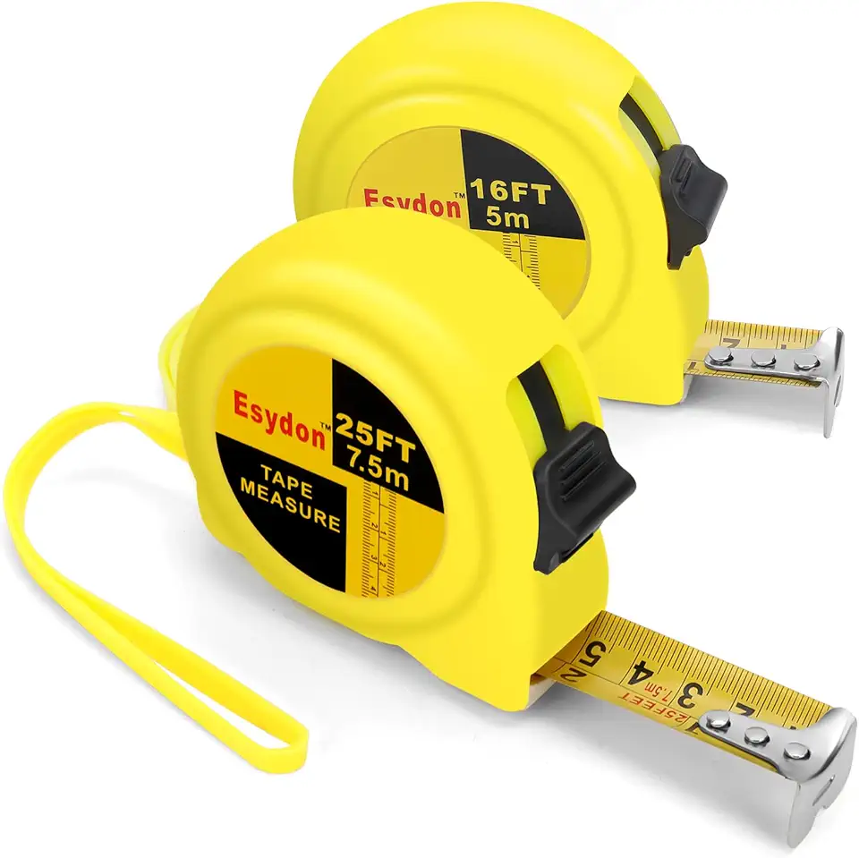 2 Packs Tape Measure 25 ft /16 ft, Esydon Measuring Tape Extendable, Self-Locking Tape Measurer, Easy Read Imperial/Metric Scale Measurement Tape for Designer, Decorator, &amp; Handicraftsman
