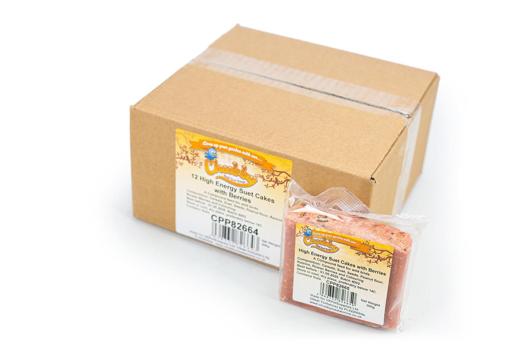 12 x Suet Blocks With Berries High Energy - High Protein Treats Wild Bird Food