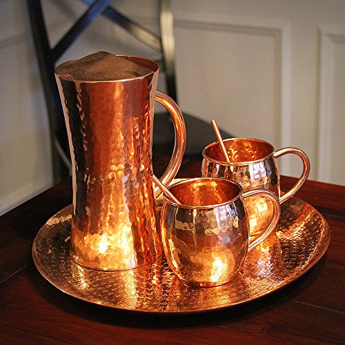 Alchemade 100% Pure Hammered Copper Pitcher - 47 Oz Pitcher To Serve Water, Juice, Ice Tea, Cocktails, Beer And More - Classic Metallic Vessel For Drinks #TOP3