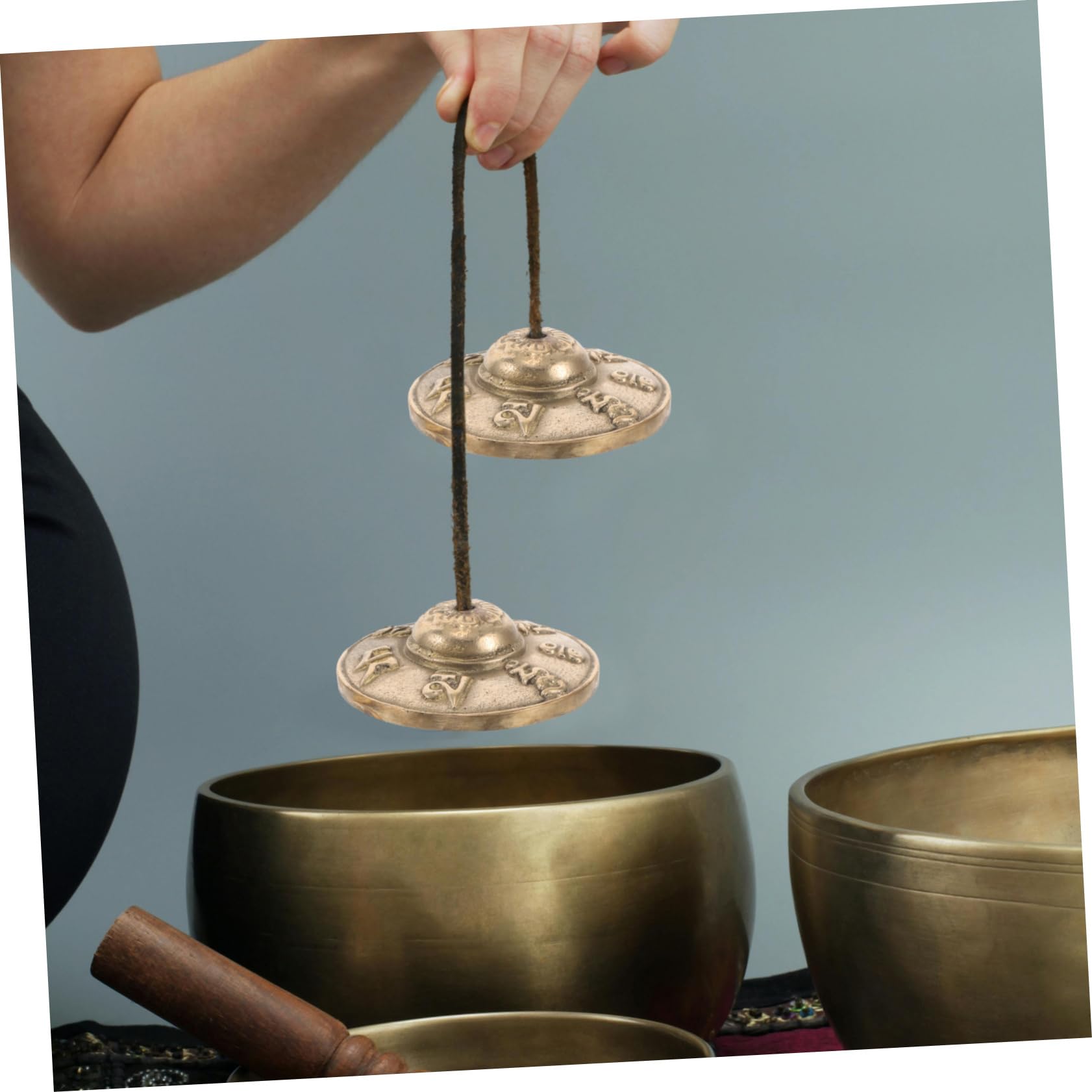 1 Paar Tibetische Tingsha Zimbeln Kupfer Gold, Klanginstrument
