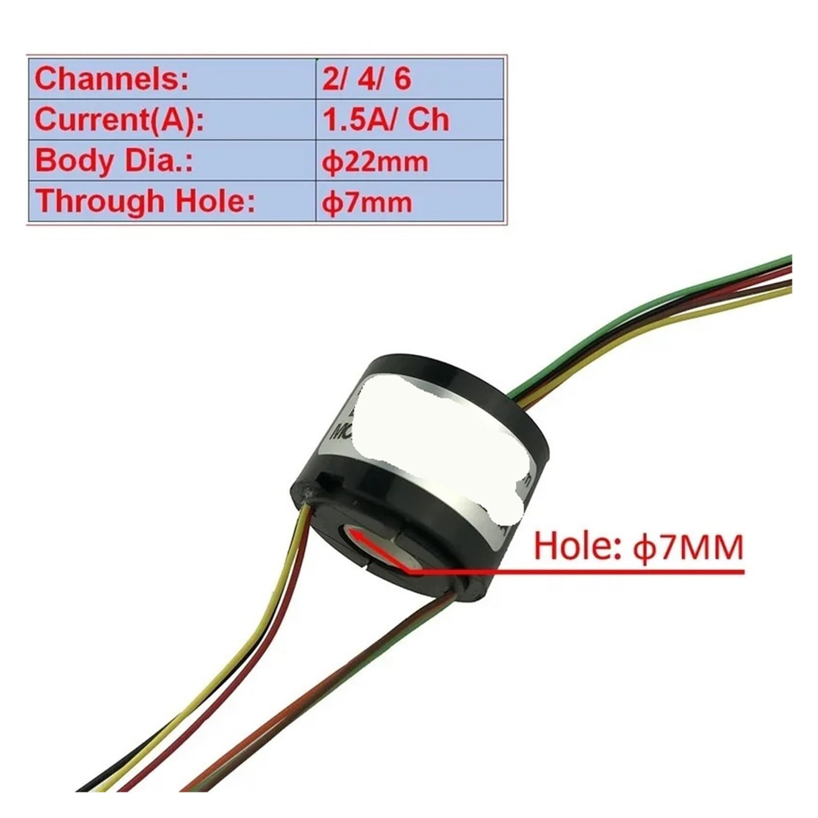 Apertura de 7 mm/5 mm 220 V 2 A 2/4/6 canales SRT007-22-04U/A anillo de lijado de orificio pasante cepillo de anillo conductor eje hueco (SRT007-22-06U)