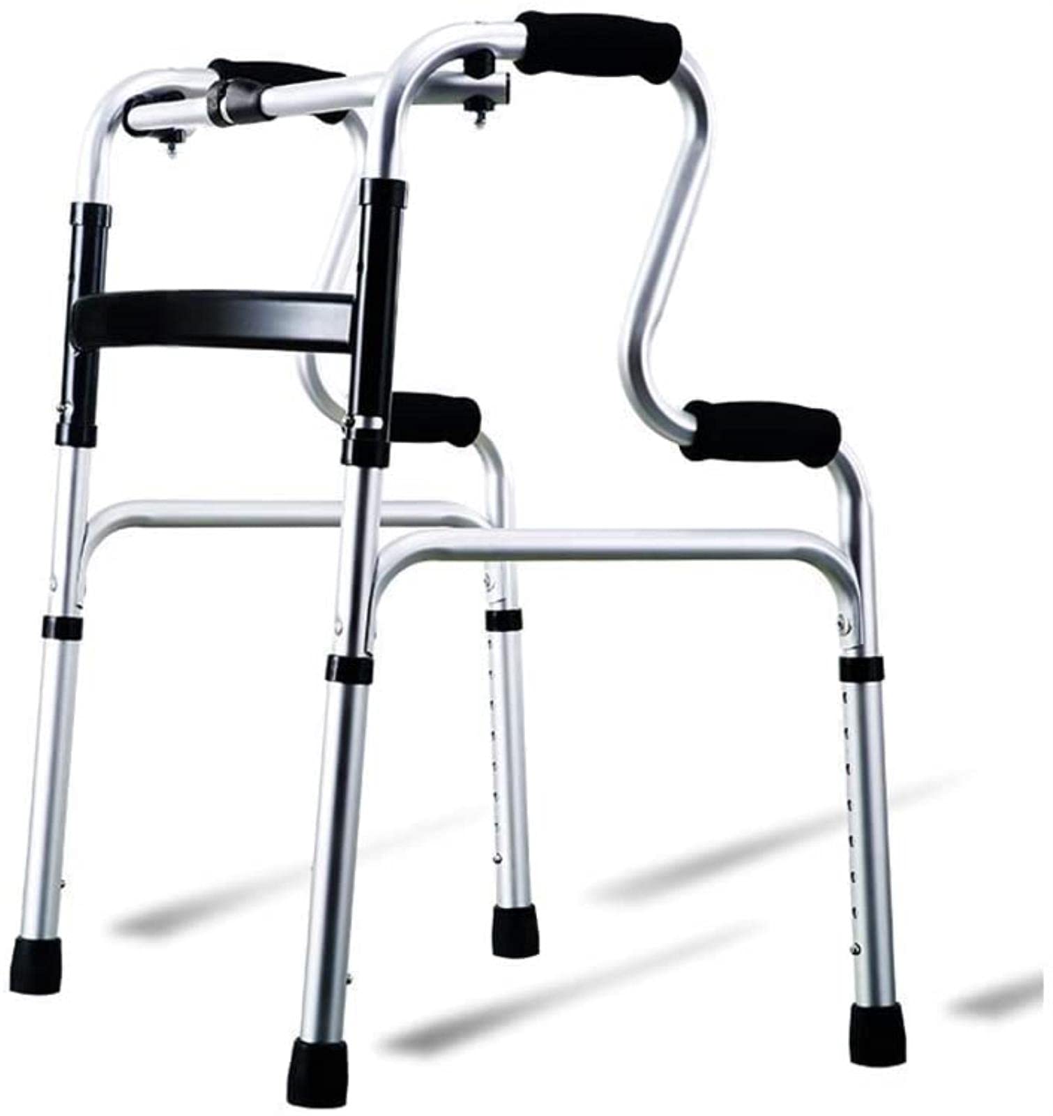 Andador con Andador para Caminar para Ancianos, Andador con Andador de Aluminio liviano y Plegable, Auxiliar para Entrenamiento de extremidades Inferiores (sin Ruedas)