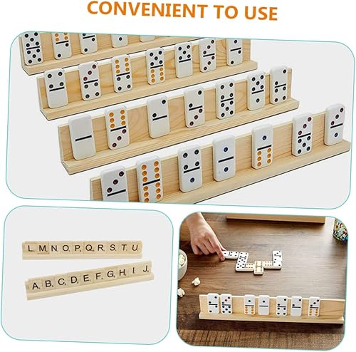Miniatura 2 de 8 bandejas de dominó de madera, estantes multifunción para exhibir tarjetas y juegos del alfabeto