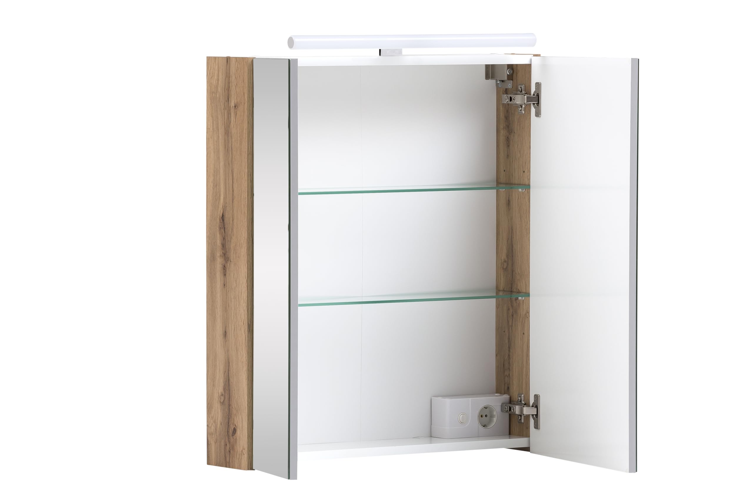 Schildmeyer Doppelspiegelschrank Duo 701523, Eiche Landhaus Dekor, 140 x 16 x 74,7 cm