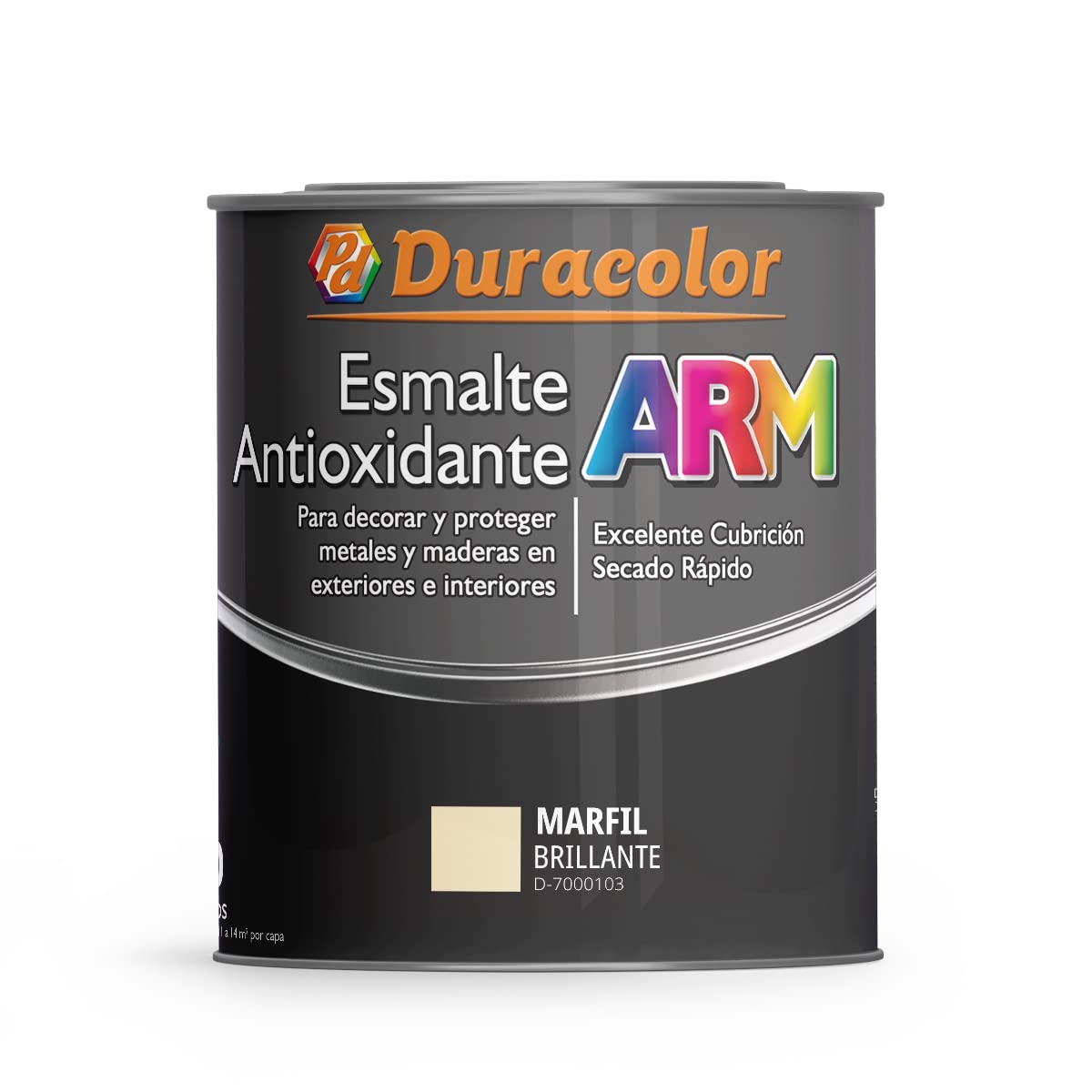 Esmalte Antioxidante ARM - Color Marfil - 4 Litros - Superficie Exterior e Interior - Acabado Brillante y de Rápido Secado - Excelente Dureza y Resistencia - Duracolor