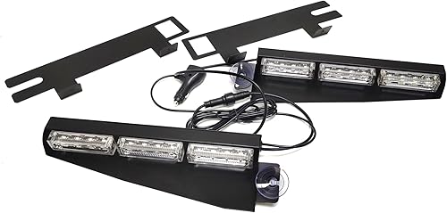 Miniatura 6 de CFLMYYXGS Barra de luz LED de 2 a 12 luces LED para coche y camión, barra de luz de advertencia estroboscópica exclusiva con visera dividida (3 W,