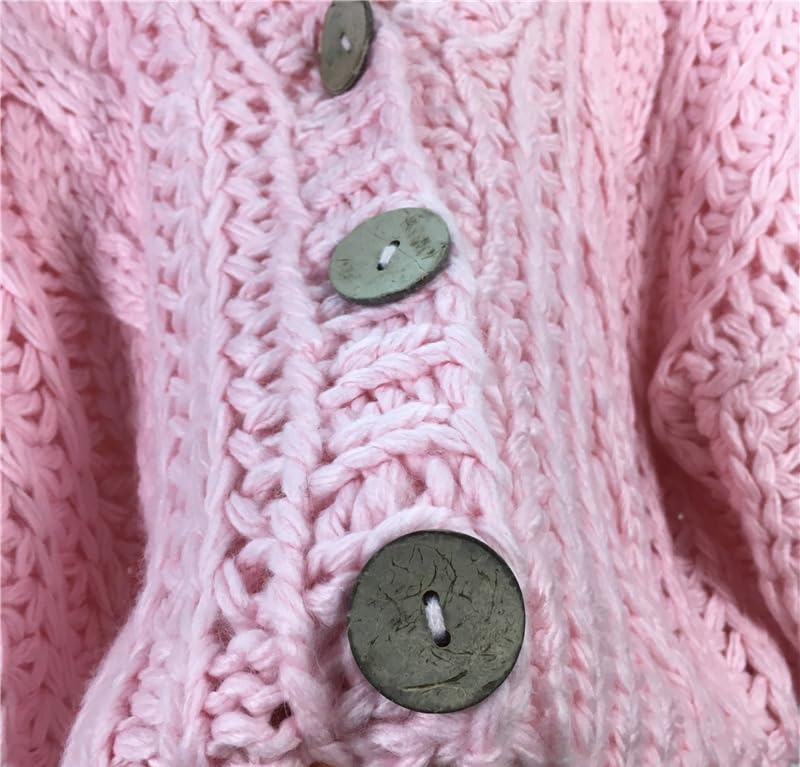 Women Handmade Chunky Knit Tops Cropped Knitted Cardigan Sweater Vintage Long Sleeve Female Outwear2