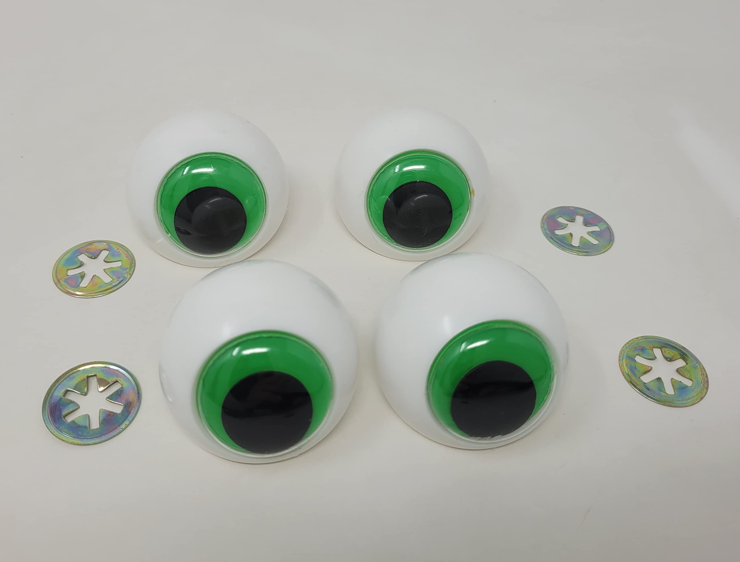 Pair of Zim's Giant 48mm Green Plastic Wiggle Googly Frog Safety Eyes for Craft Dolls or Puppets (Pack of 2)