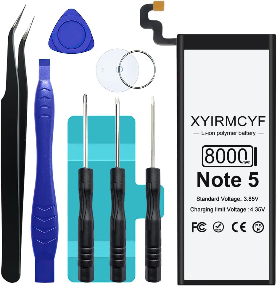 Galaxy Note 5 Battery (2024 New Upgrade), 8000mAh High Capacity Battery for Galaxy Note 5 EB-BN920ABE N920 N920V N920A N920T N920P with Repair Kits