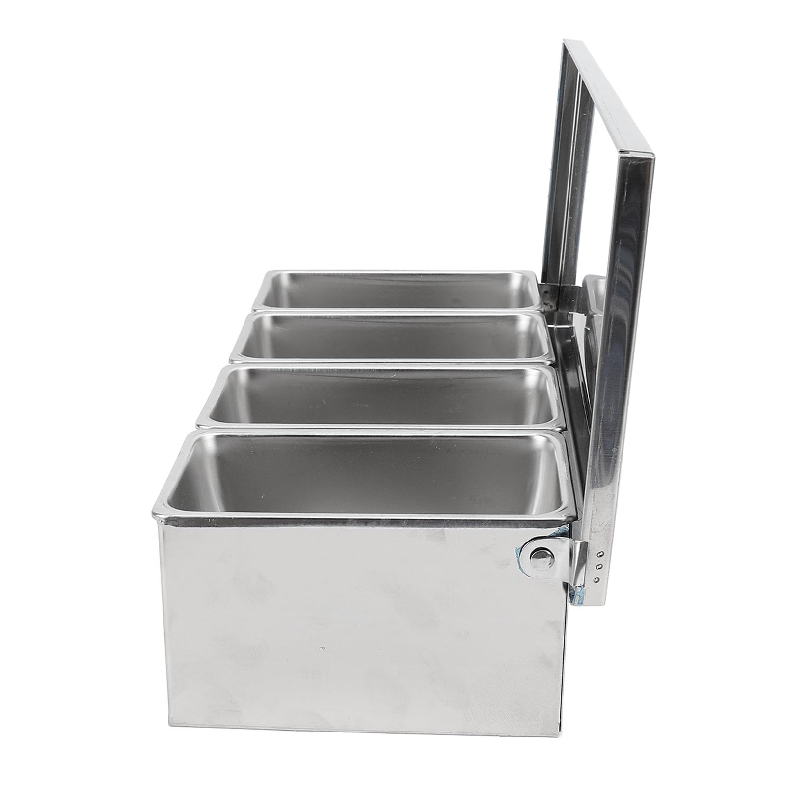 Caja de Condimentos de Acero Inoxidable con Tapa, 4 Compartimentos Rectangulares con Diseño de Tapa Volteable Caja Organizadora Portátil de Gran Capacidad para Condimentos