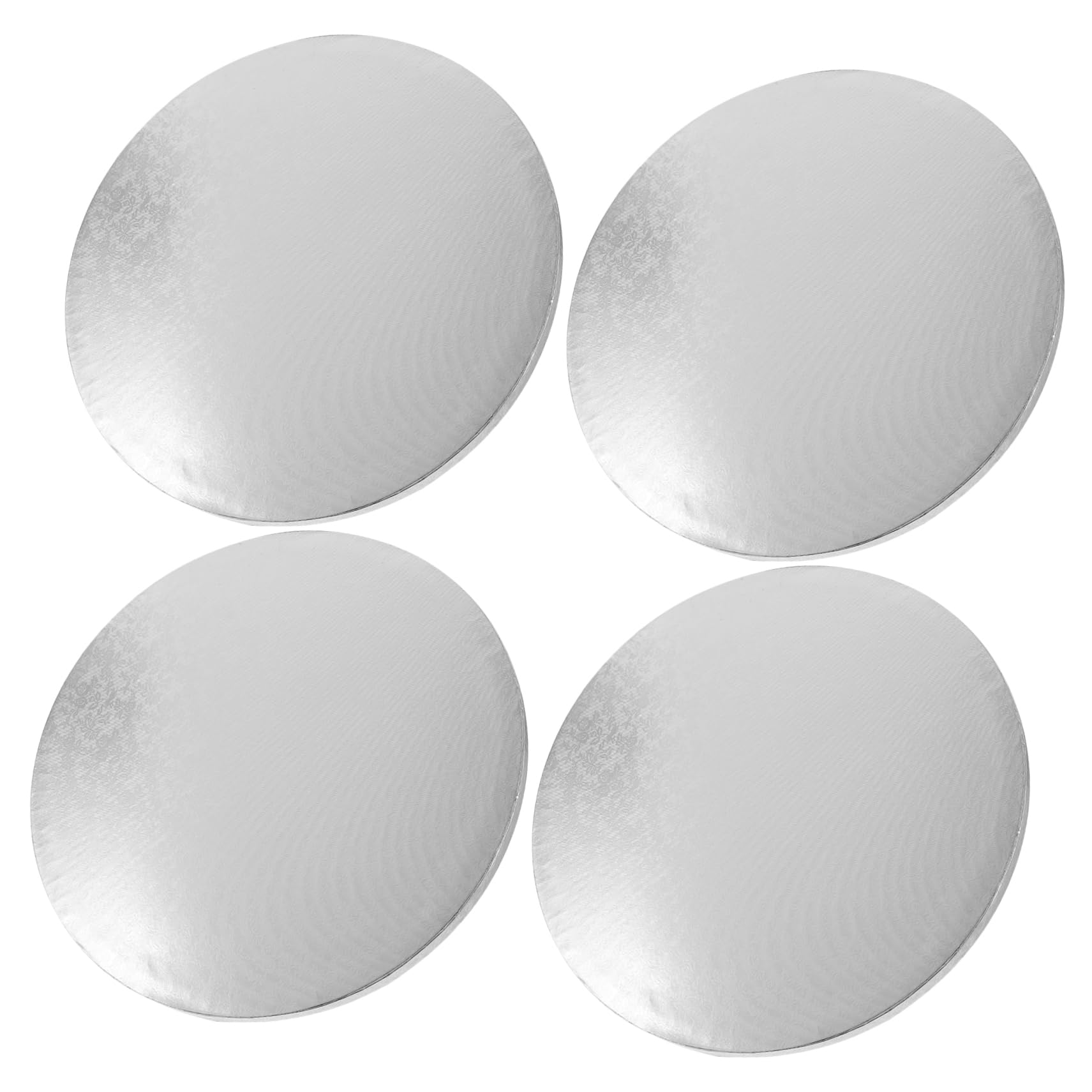 PRETYZOOM Bakery Supply 4pcs Cake Drum Round Cake Boards Aluminum Foil Cake Serving Board for Decorations Transfers