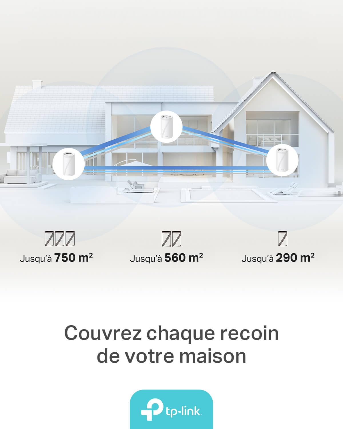 TP-Link Deco BE68 (3-Pack), WiFi 7 Mesh BE14000 tri-Bande, 14 Gbit/s, Port Ethernet jusqu'à 10 Gbit/s, Bande 6 GHz, Couverture jusqu'à 700 m², Compatible avec Toutes Les Box Internet Fibre