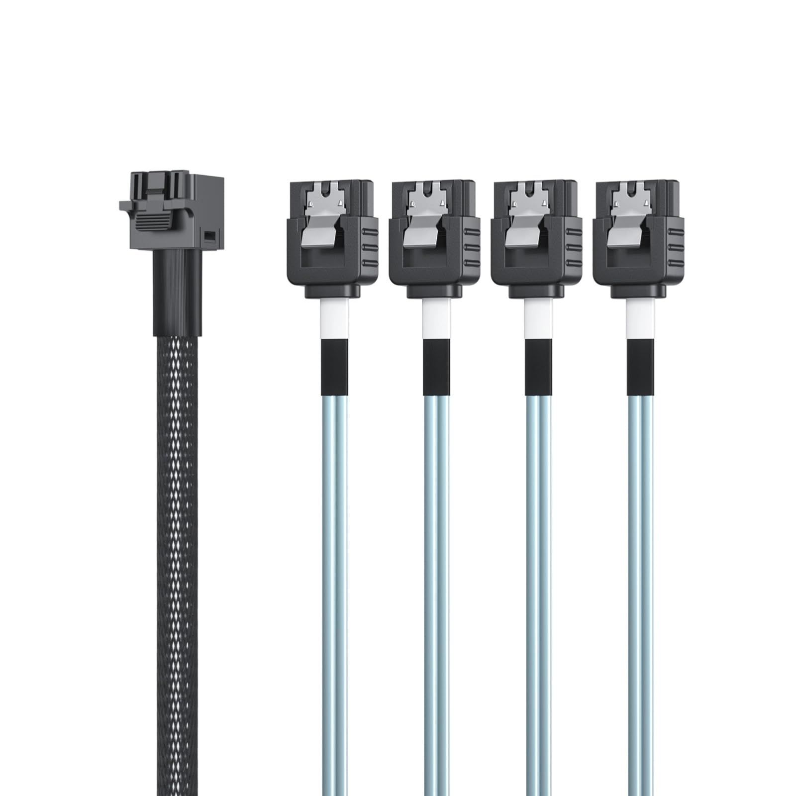 10Gtek MiniSAS HD SFF-8643 Breakout to 4xSATA Cable, for Server JBOD/Storage Tray & SAS RAID Controller Compatibility, 1m(3.3ft)