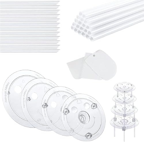 Soporte de plástico para tartas Pasadores de plástico transparente para pasteles escalonados 4 platos separadores de pasteles con 20 varillas de
