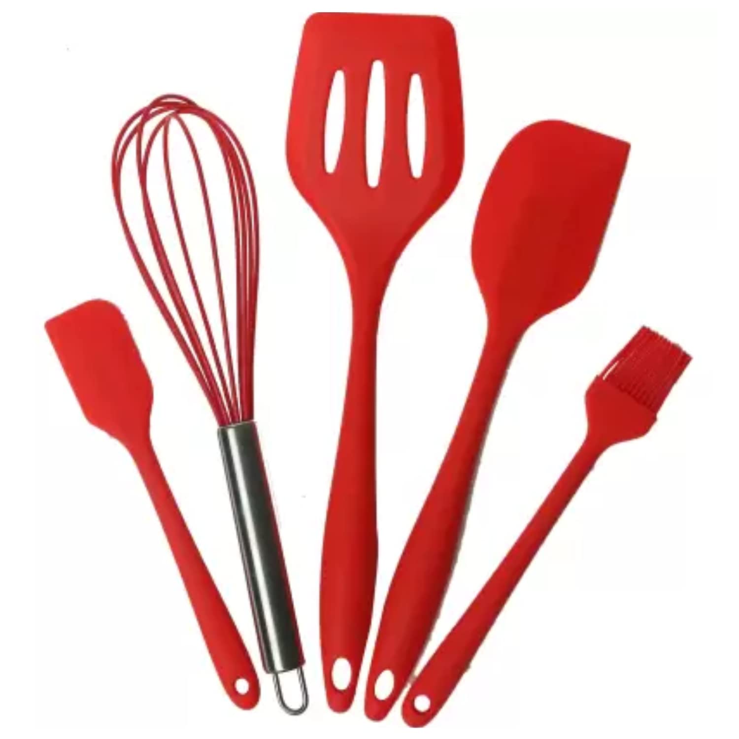 Silicone Kitchenware Tool Set - Cooking Baking Mixing – Cooking Utensil with Holder – Multipurpose – Cost-Effective for Home, Restaurant, Hotel, Farm-House and More – Modern – Pack of 11 (Red)