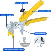 Vista 5 de Generic 132 - Kit de sistema de nivelación de azulejos, 300 clips espaciadores y 100 cuñas reutilizables con 1 alicates de baldosas para instalación