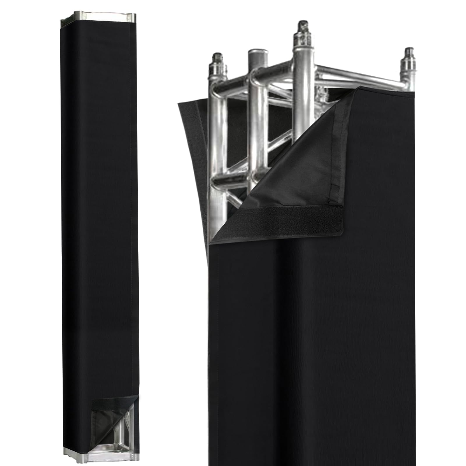 2PCS Thick Truss Cover - Hook and Loop Fixed High Elasticity Scrim Sleeve for 6.56 ft x 12 in Box Truss - Ideal for Wedding, Performance,Concert Decorations(Black)