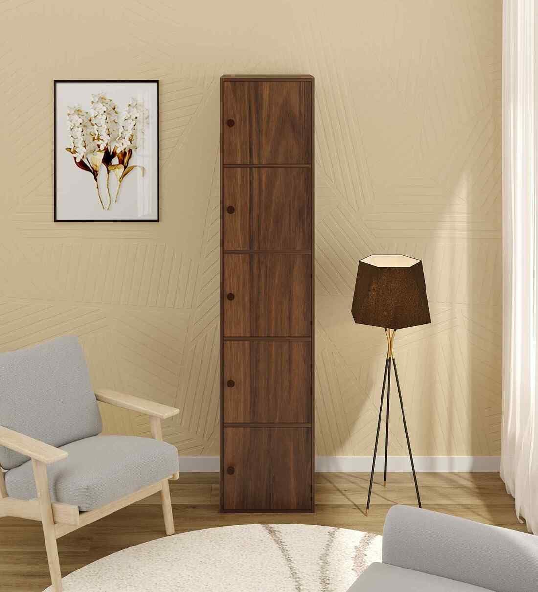 Mevigo 5-Door Morden Wooden Collapsible Wardrobe for Storage/Space Saving Wooden Wardrobe with Doors/Collpsible Storage Organiser/Closet for Bedroom/Living Room -Wallnut-image-11