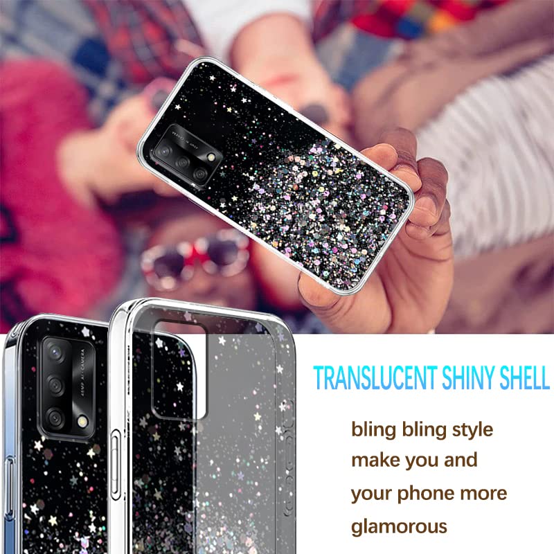 Yarxiawin Custodia per OPPO A74 5G Silicone Rosa, Effetto Glitter per OPPO A54 5G Cover Trasparente Brillante Morbida Sottile Case Regalo per Donne ( Rosa