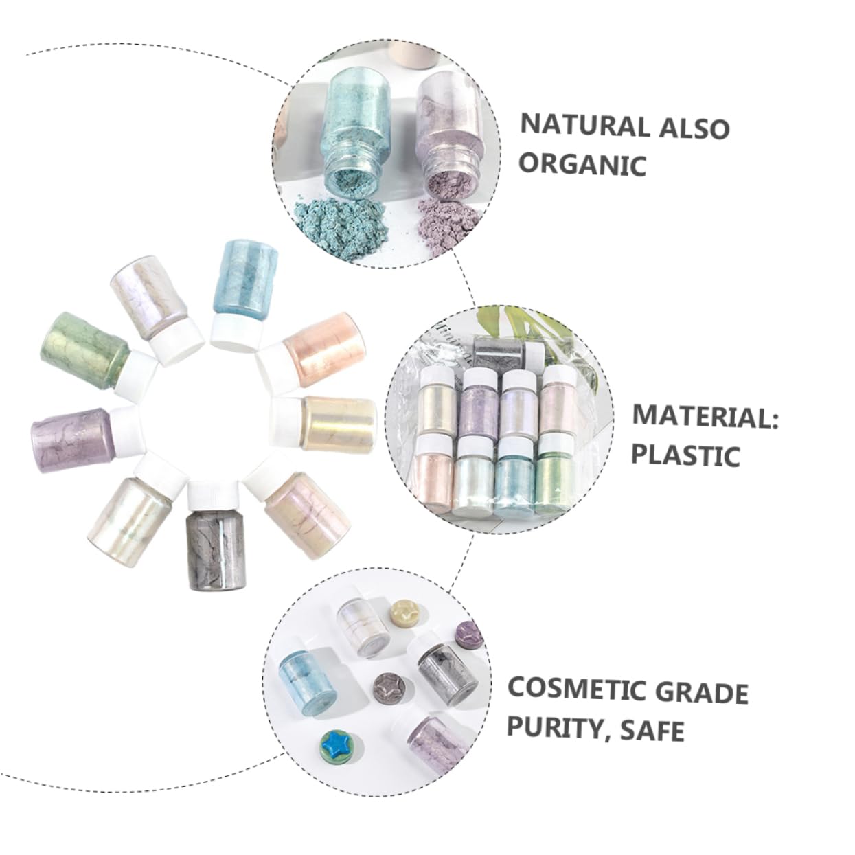 Angoily 3 Sätze Polarisiertes Pulverpulver Pigment Nagel Epoxidwettbeer in Resincolorant Störpulver Glimmerpulver Für Lipgloss Glänzendes Glimmerpulver Plastik 9 Stück * 3