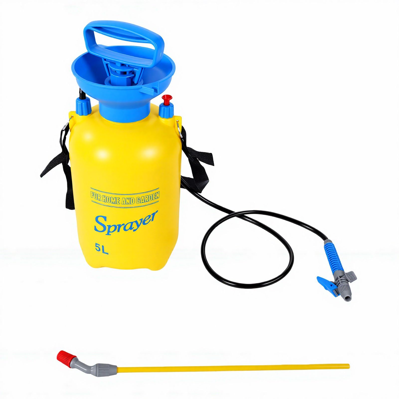Asixxsix Spruzzatore a Pompa Manuale, Spruzzatore a Pressione Da Giardino Da 5 Litri Con Ugello Regolabile E Tracolla Bacchetta per Irrigazione Leggera Pulizia Multiuso per Erbacce