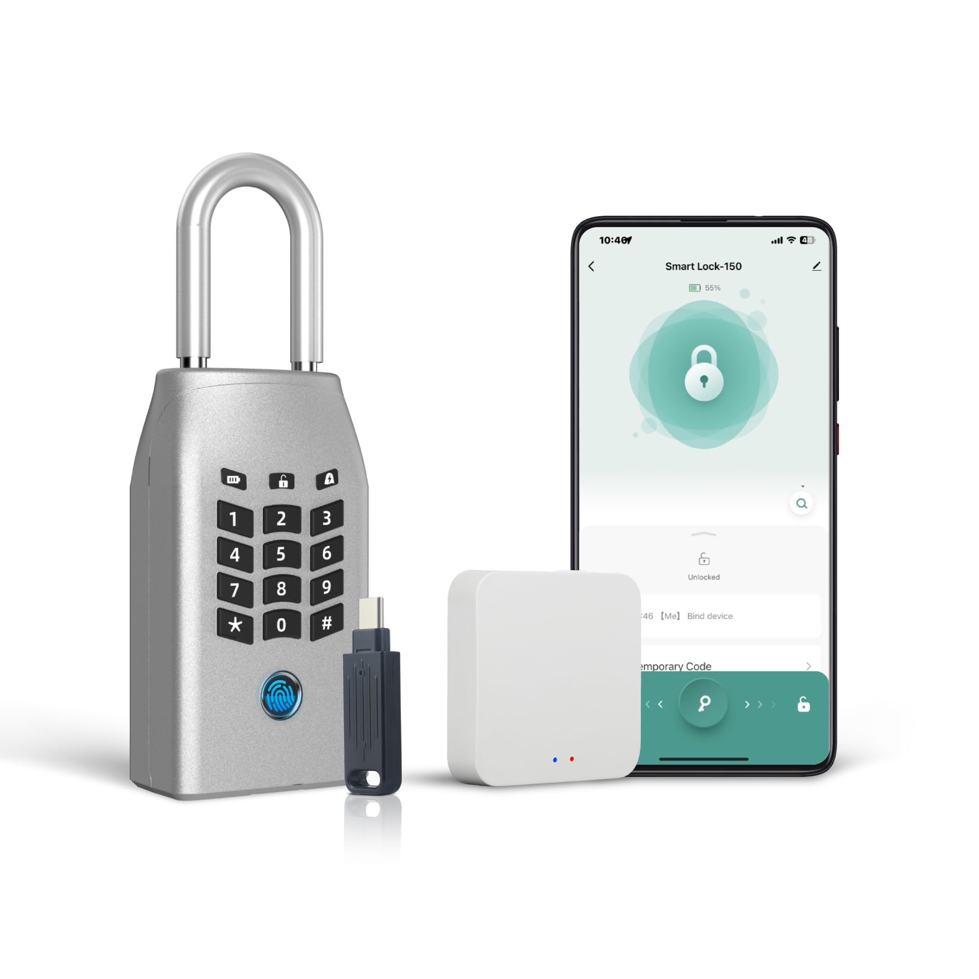 Smart Outdoor Key Lock Box, Fingerprint/Tuya APP/Password/Emergency Key Unlocked, APP Wireless Remote Unlocking, Smart Home Keys Car Key Box