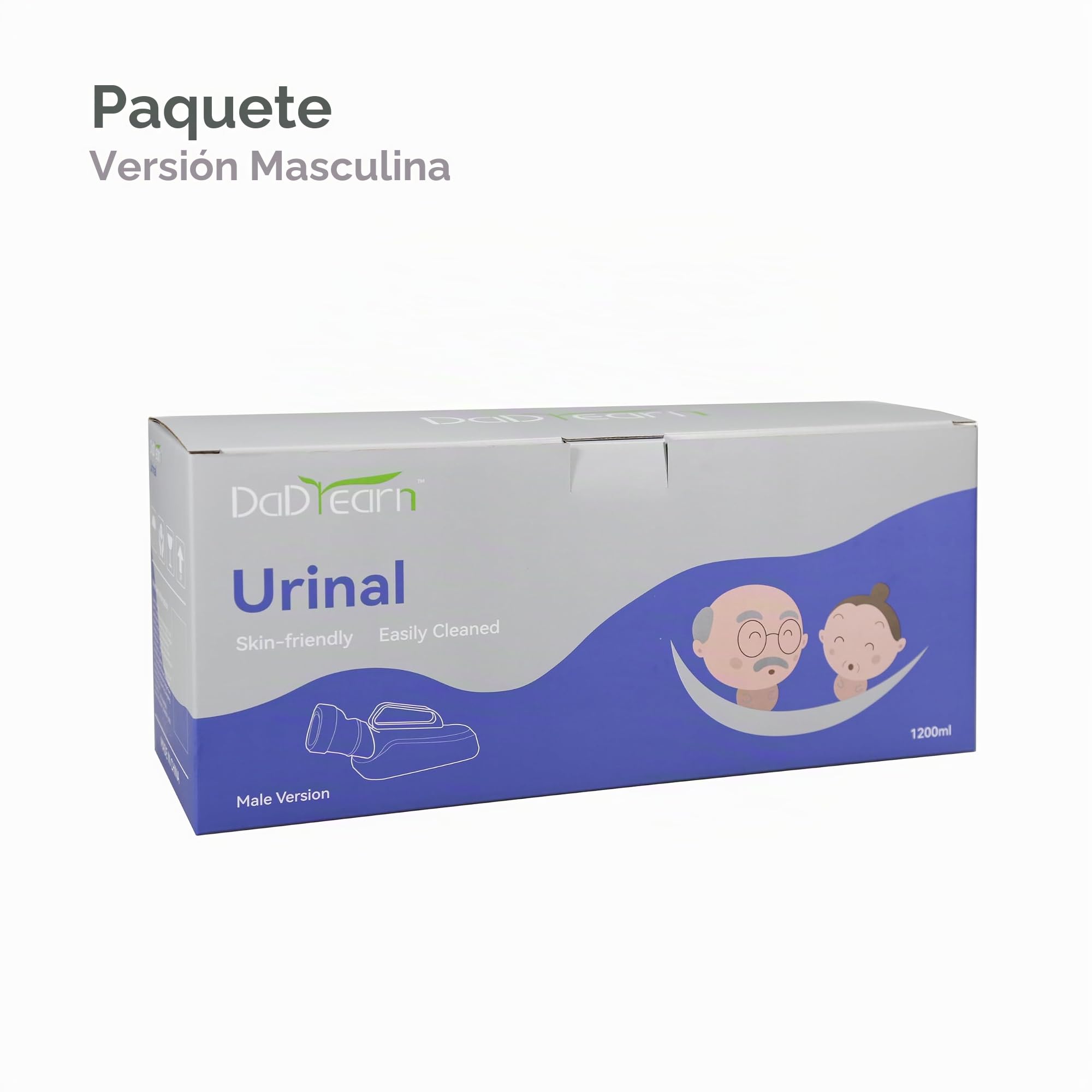 Orinal portátil para hombre, gran capacidad de 1200 ml, material TPE suave, suave y sin bordes, funda de tela cálida, producto premium para hombre