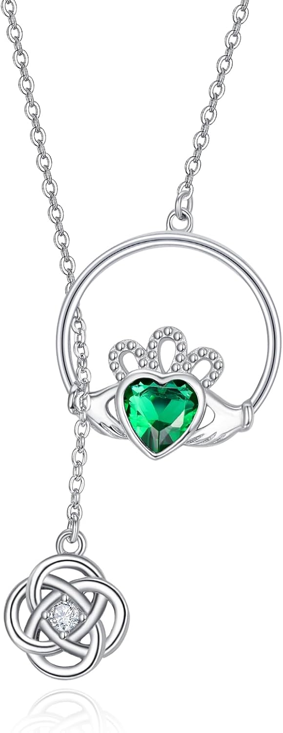 Dreamboat Sterling Silver Claddagh Necklace for Women Irish Celtic Knot Necklace Pendant Scottish Jewelry Irish Gift Made In Ireland