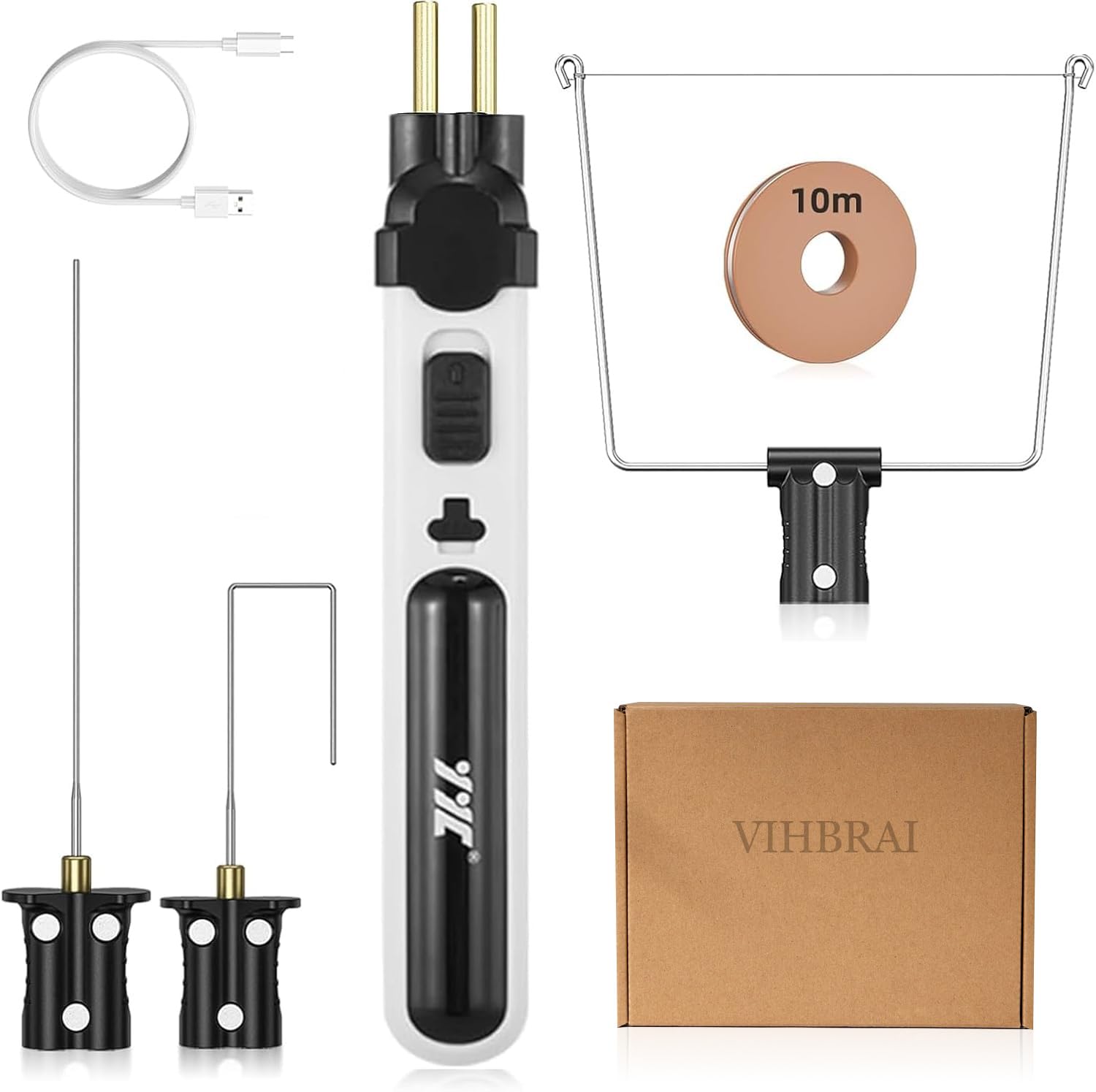 Styroporschneider Heißdrahtschneider Akku,Elektrischer styropor schneider mit LED-Vorleuchte,Kunststoffbox, Heiß-styroporschneider für Schnittkanten Kunststoffe & styropor(Weißer Style)